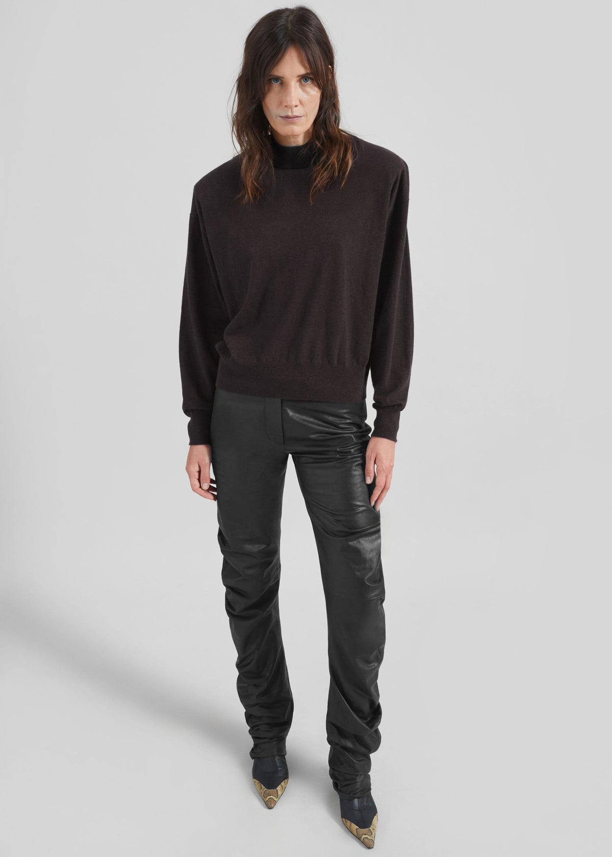 Rue Padded High Neck Sweater - Brown β view 6 of 8