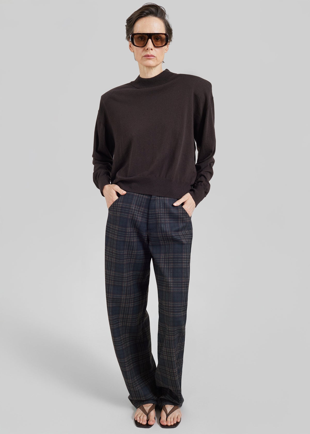 Rue Padded High Neck Sweater - Brown β view 5 of 8
