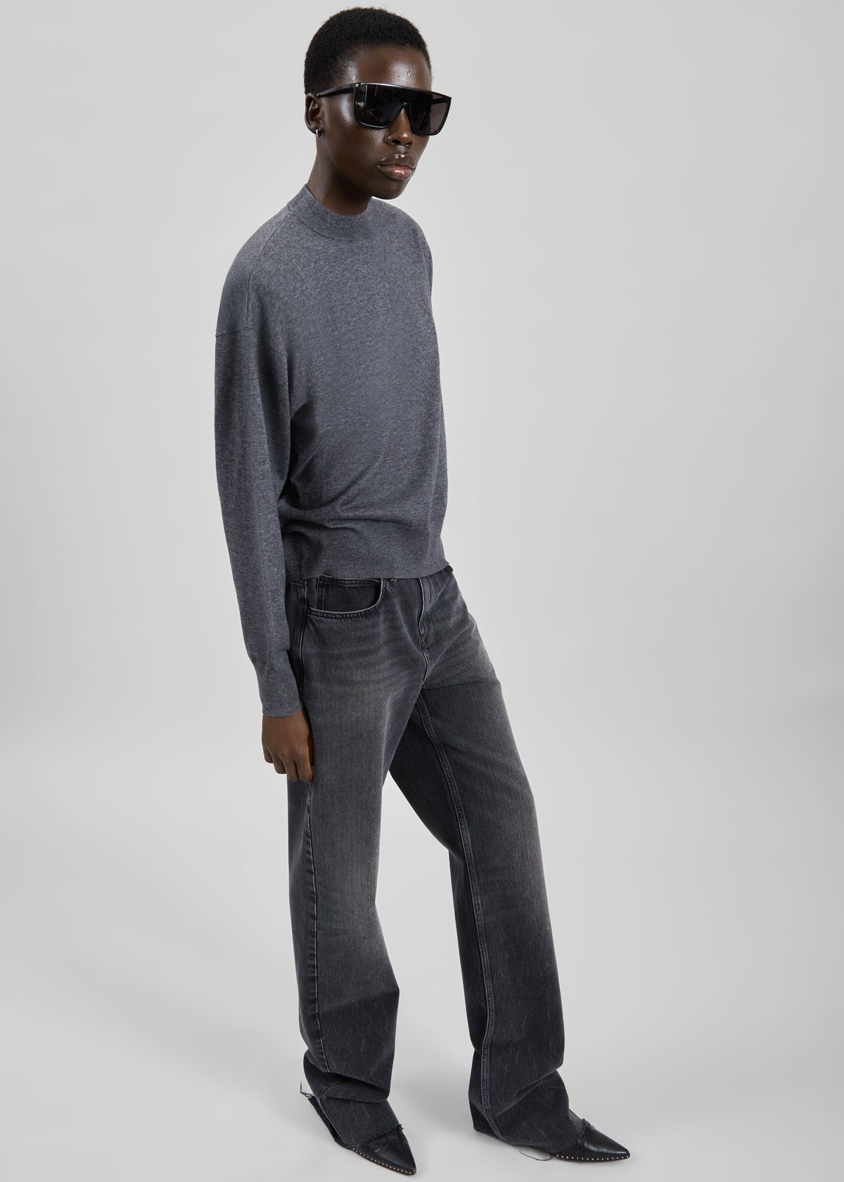 Rue Padded High Neck Sweater - Dark Grey β view 3 of 4
