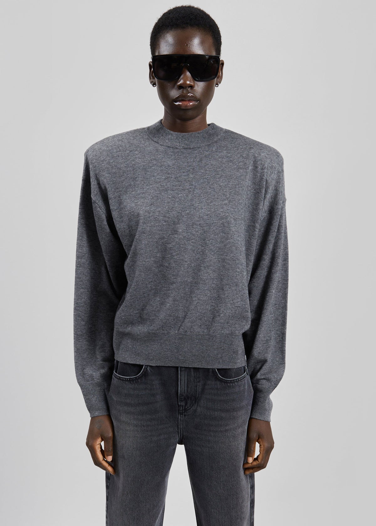 Rue Padded High Neck Sweater - Dark Grey β view 1 of 4