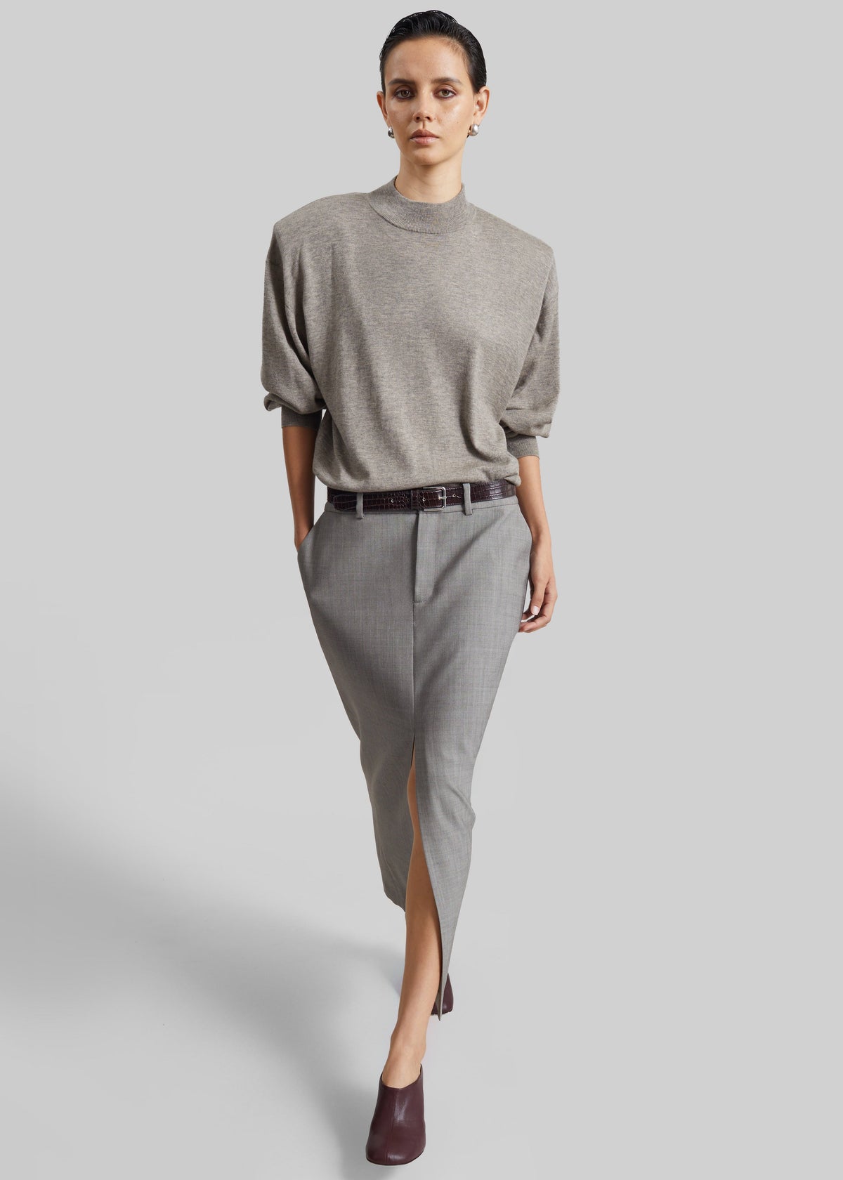 Rue Padded High Neck Sweater - Taupe Melange β view 4 of 8