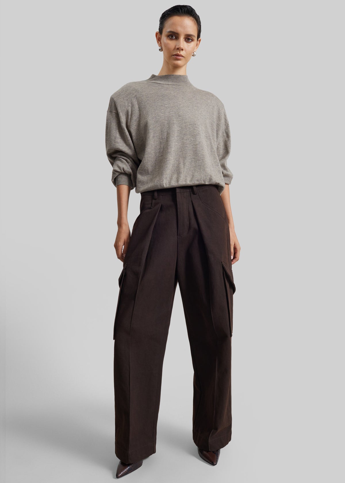 Rue Padded High Neck Sweater - Taupe Melange β view 5 of 8