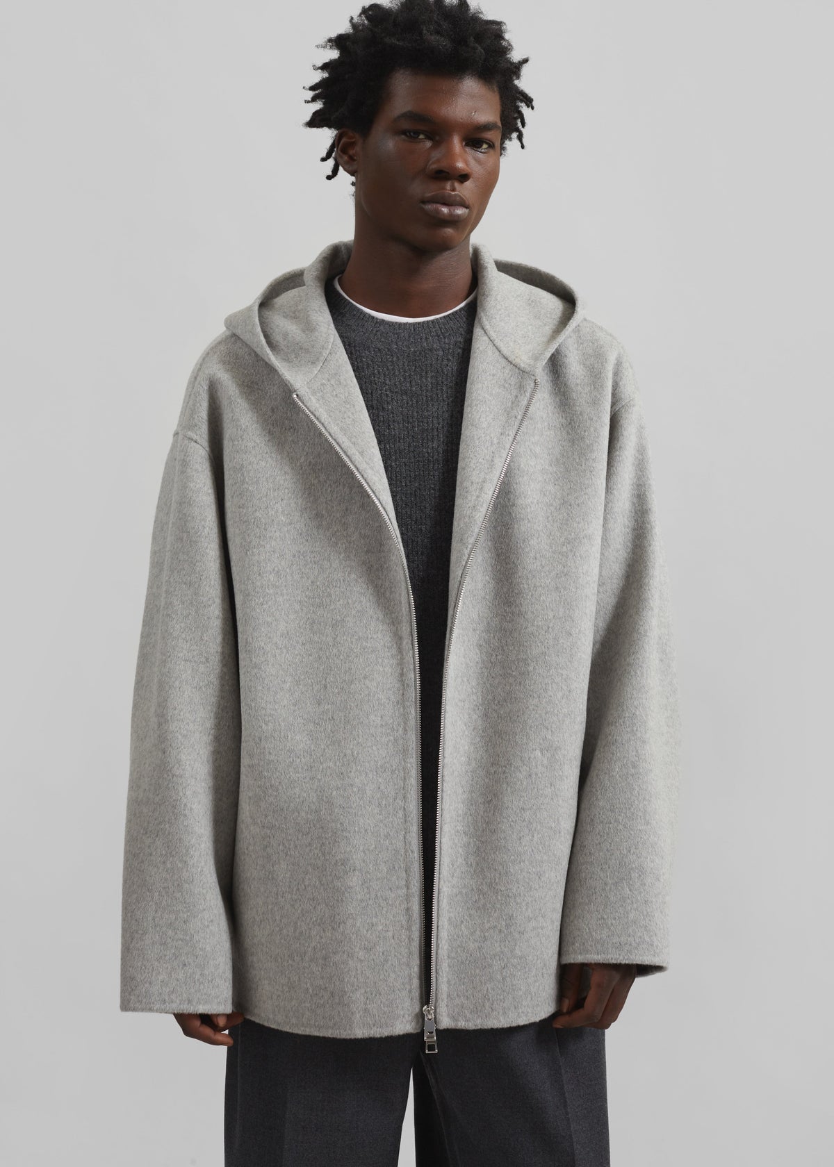 Rye Hooded Wool Jacket - Grey Melange β view 1 of 7