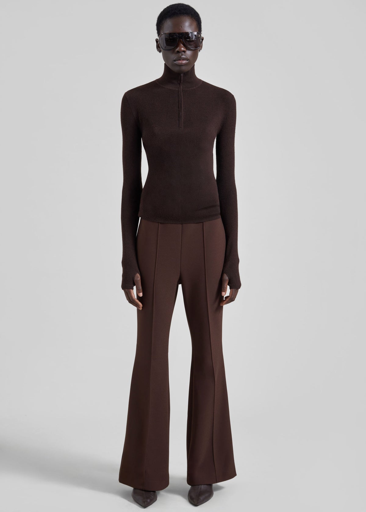 Sade Knit Zip Sweater - Brown/Burgundy β view 6 of 7