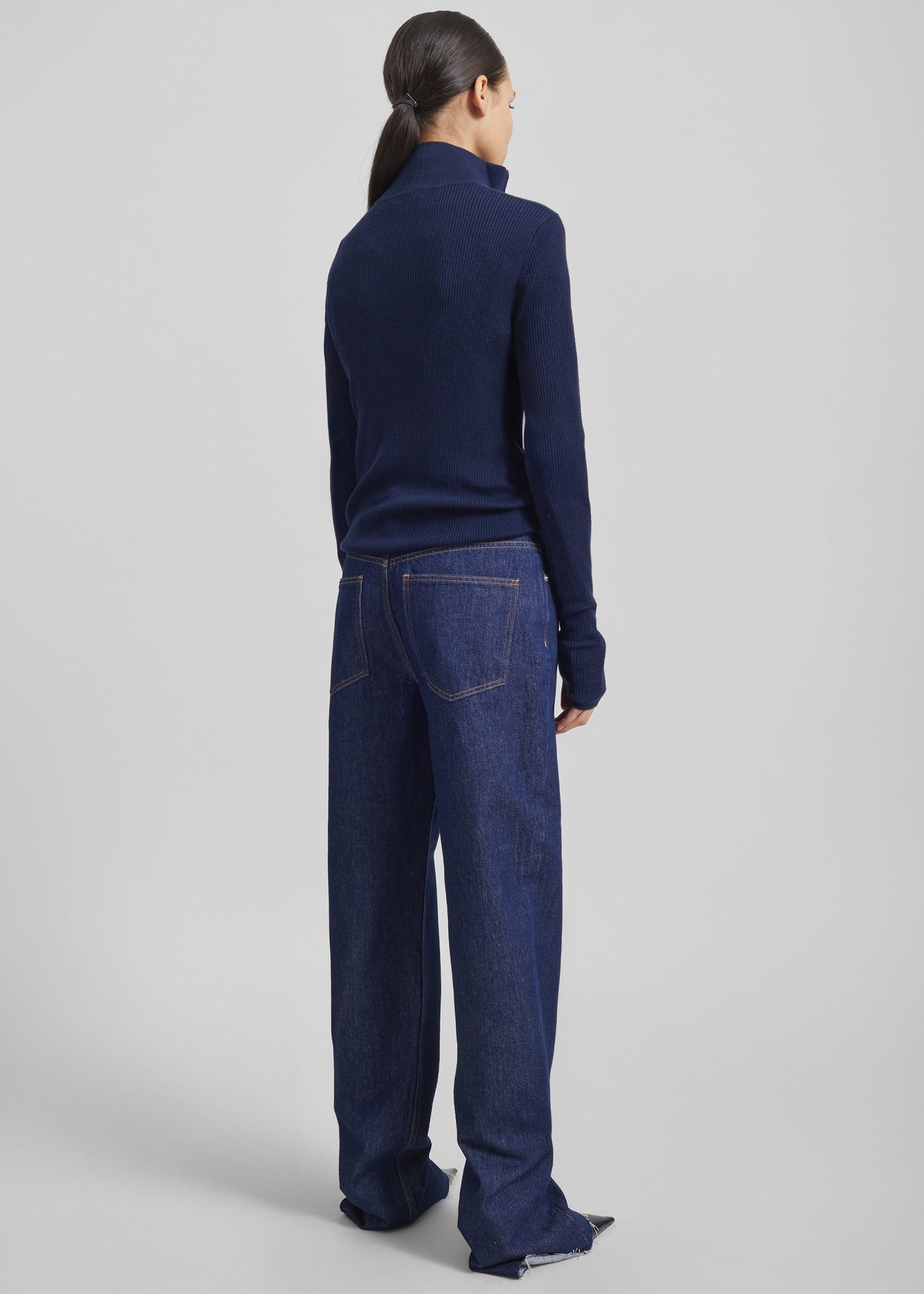 Sade Knit Zip Sweater - Dark Navy/Light Blue β view 5 of 6