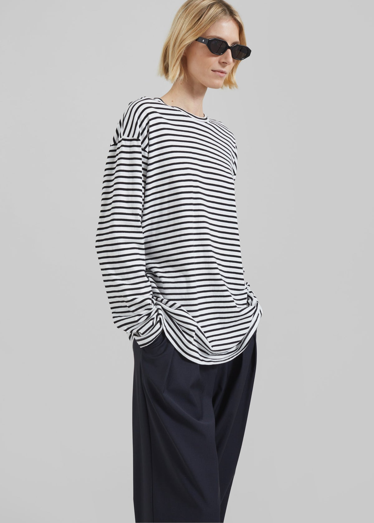 Salome Long Sleeve Tee - White/Black Stripe β view 2 of 7