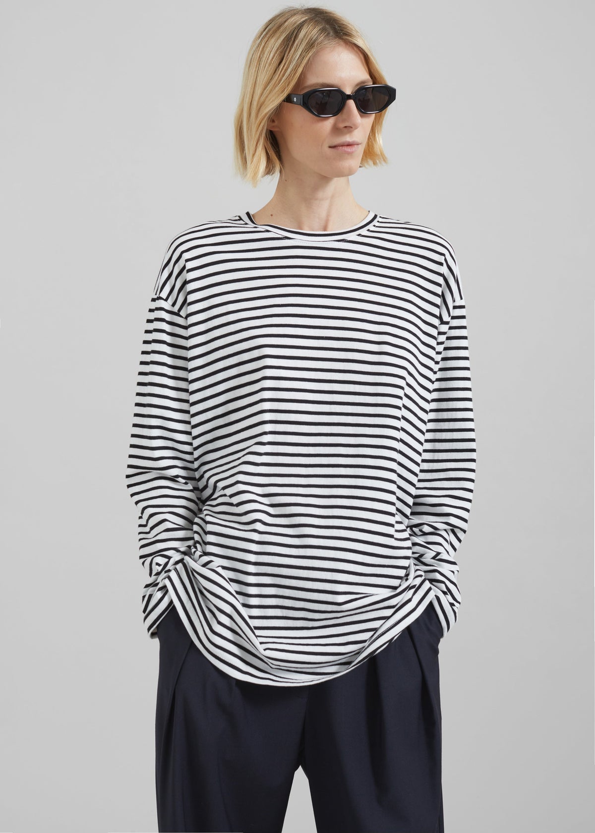 Salome Long Sleeve Tee - White/Black Stripe β view 5 of 7