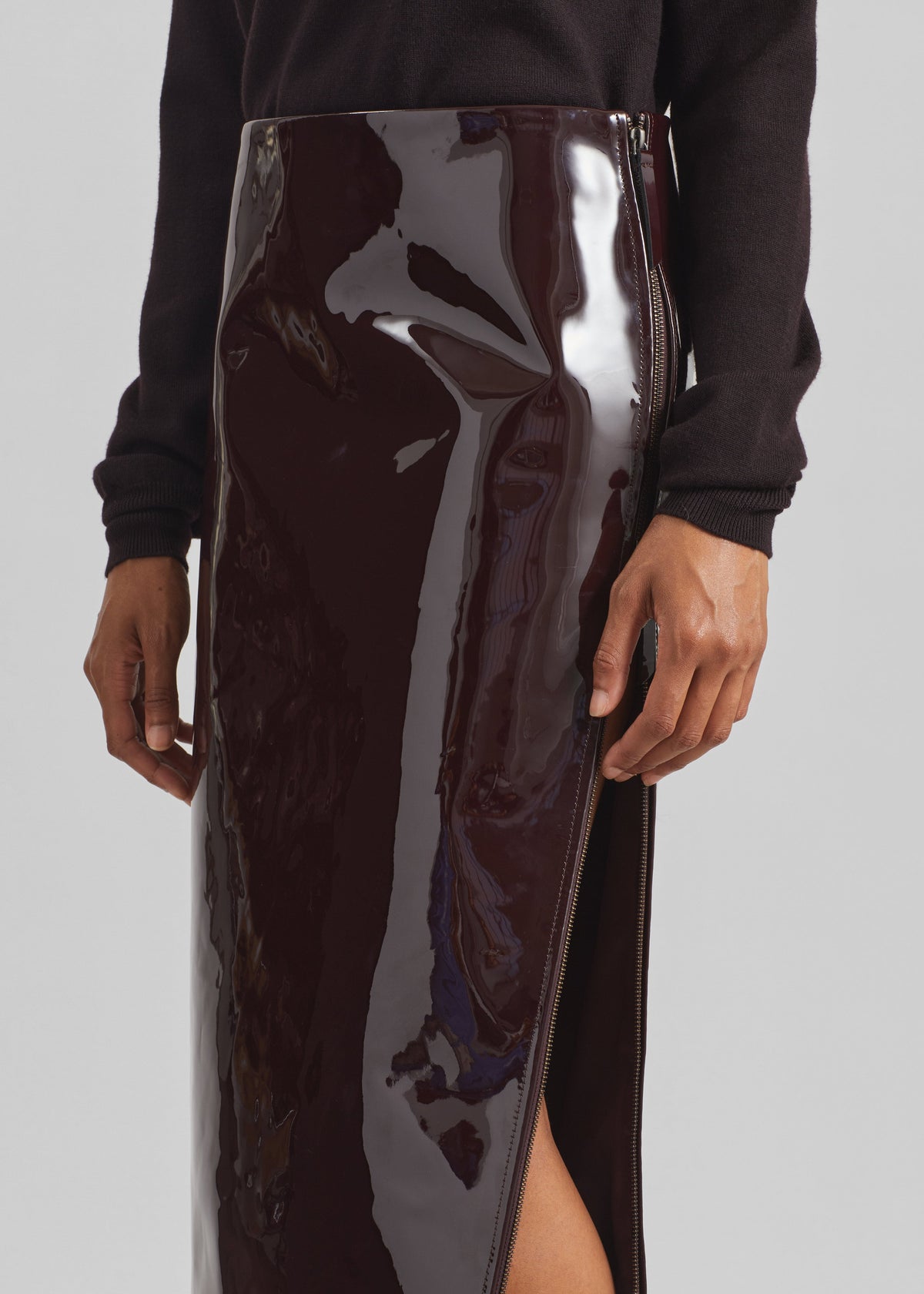 Samantha Patent Zip Skirt - Burgundy β view 6 of 8