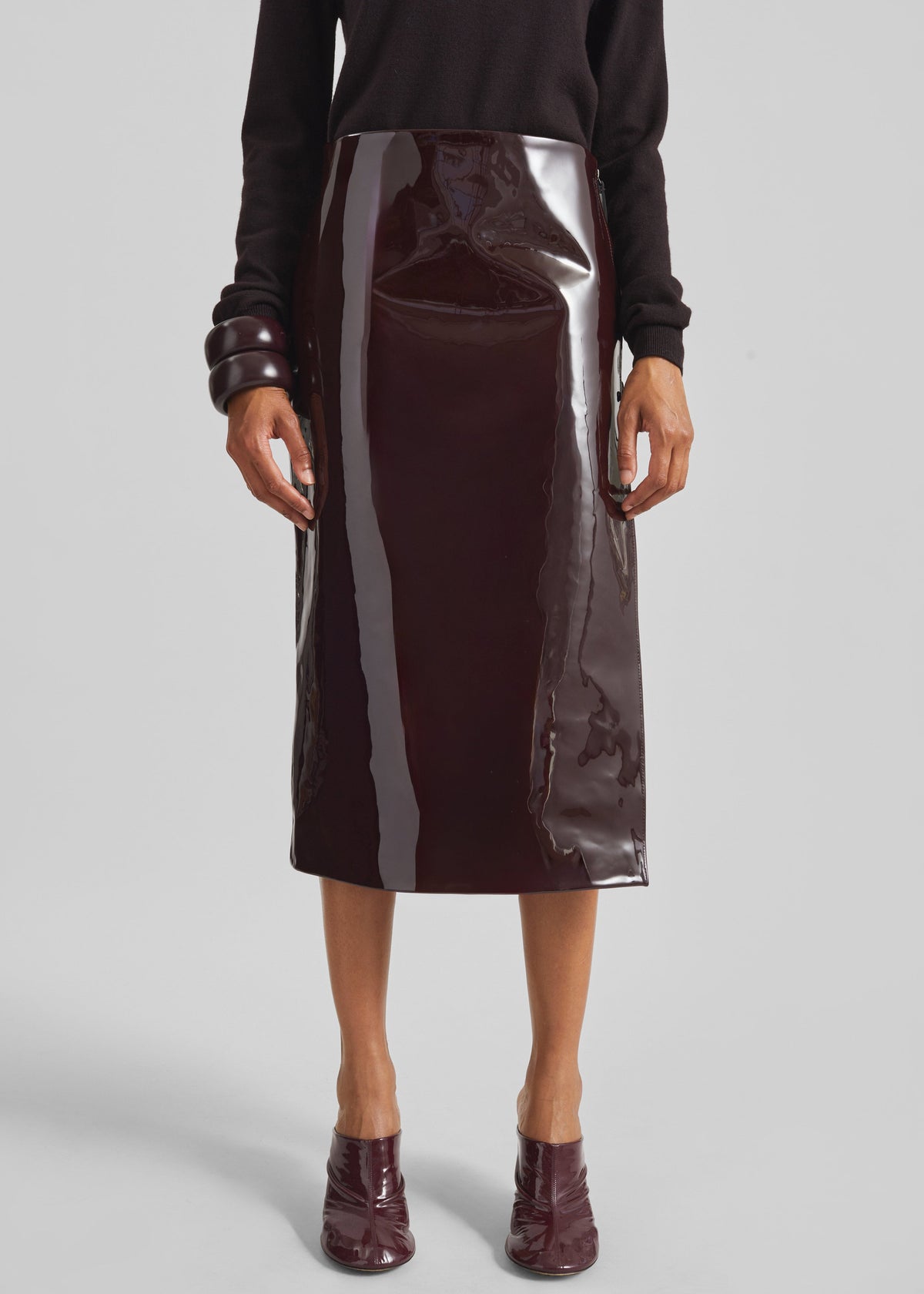 Samantha Patent Zip Skirt - Burgundy β view 4 of 8