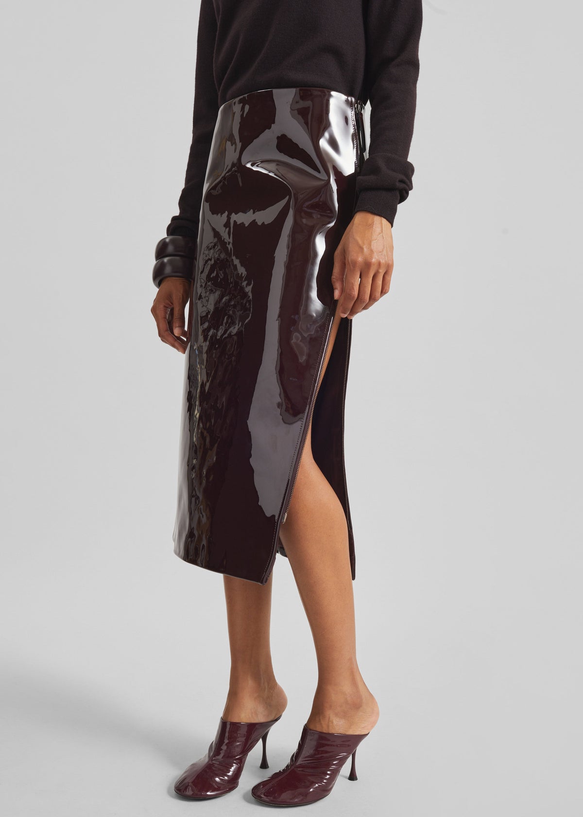 Samantha Patent Zip Skirt - Burgundy β view 5 of 8
