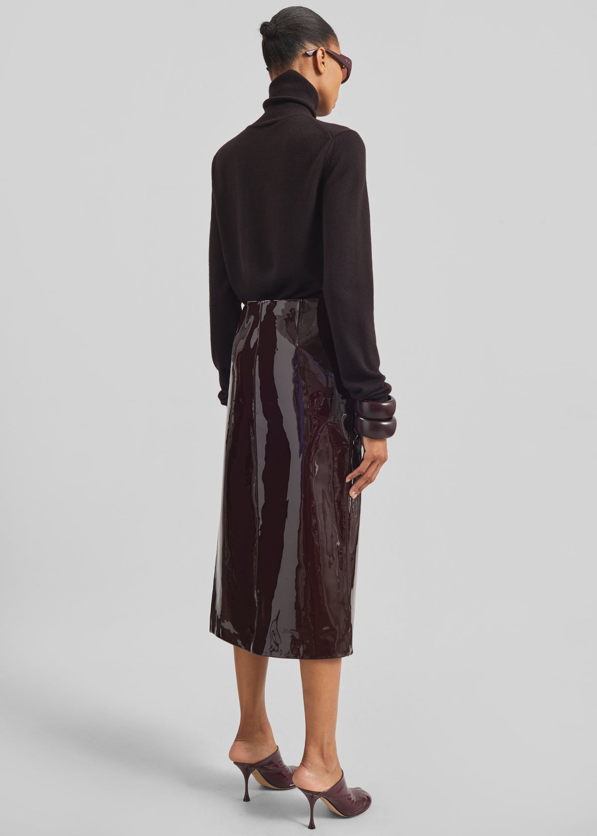Samantha Patent Zip Skirt - Burgundy β view 7 of 8