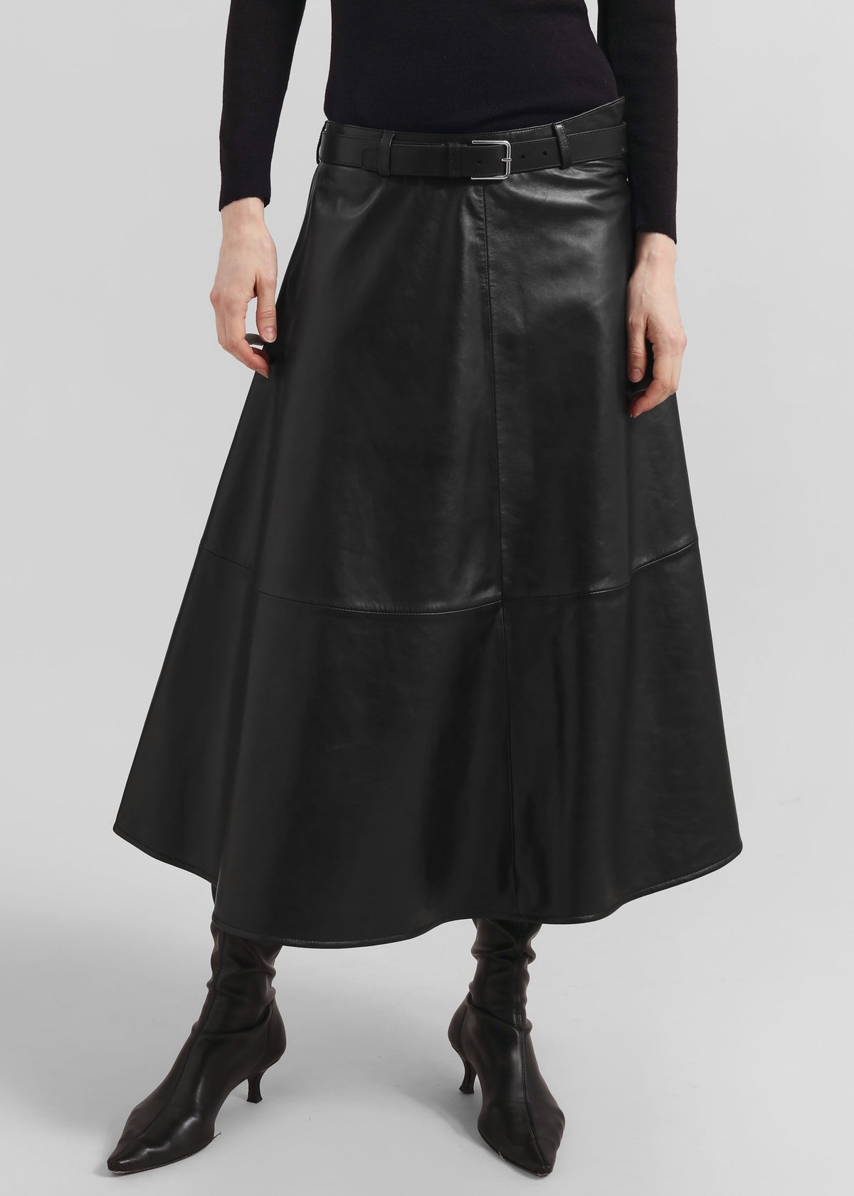 Savil Leather Midi Skirt - Black β view 3 of 7