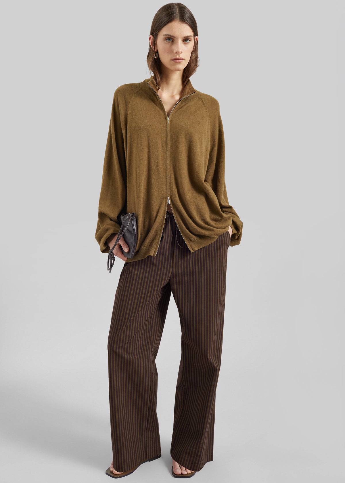 Seia Cotton Drawstring Pants - Burgundy Stripe β view 3 of 8