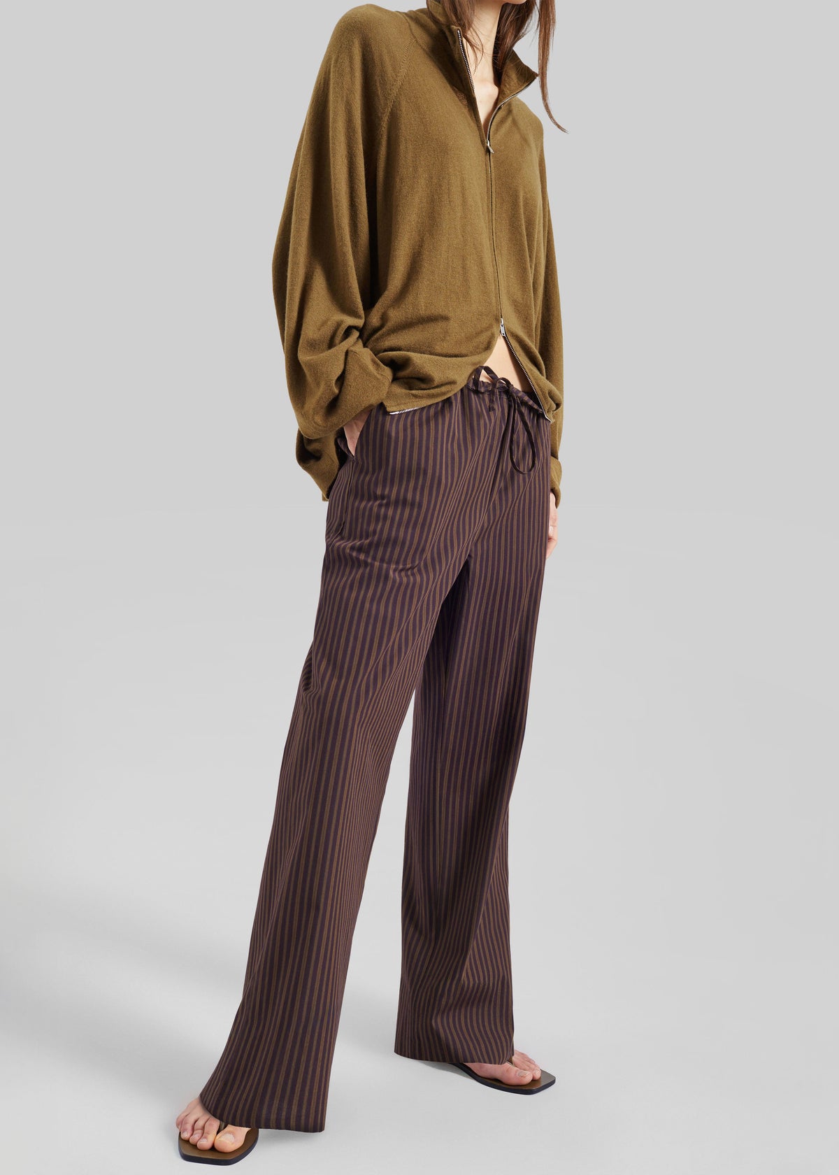 Seia Cotton Drawstring Pants - Burgundy Stripe β view 6 of 8