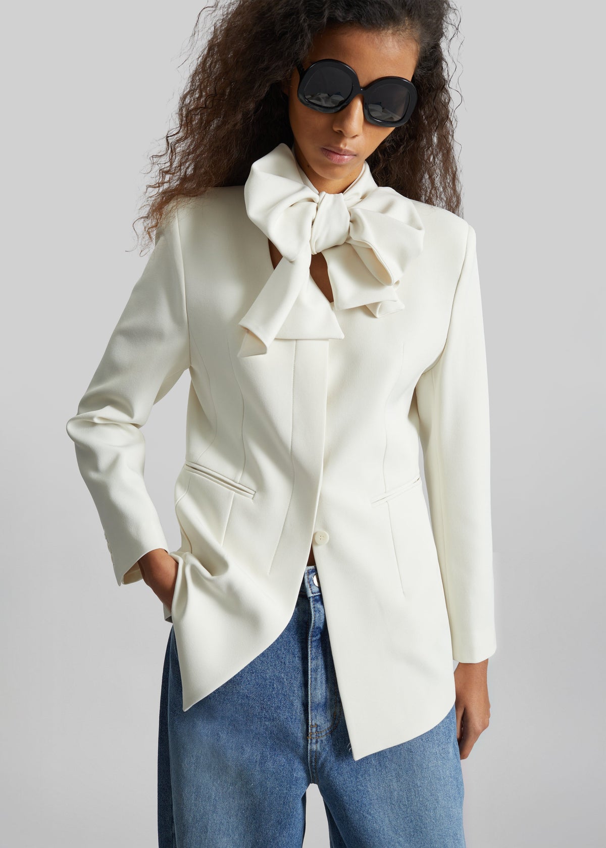 Seika Scarf Blazer - Ivory β view 4 of 9