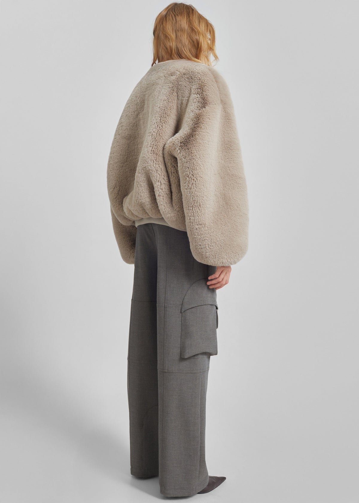 Senna Faux Fur Collarless Jacket - Light Taupe β view 7 of 8