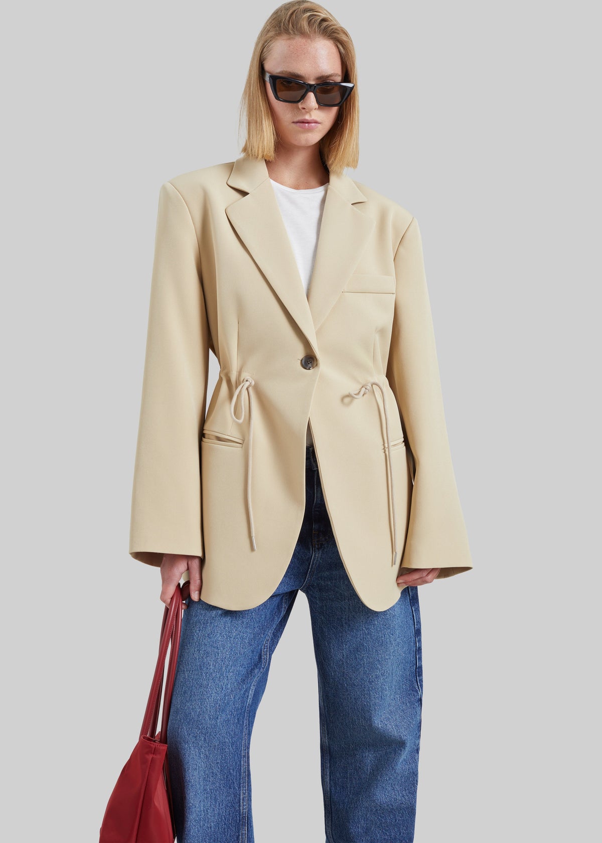Sesma Drawstring Blazer - Light Beige β view 2 of 7