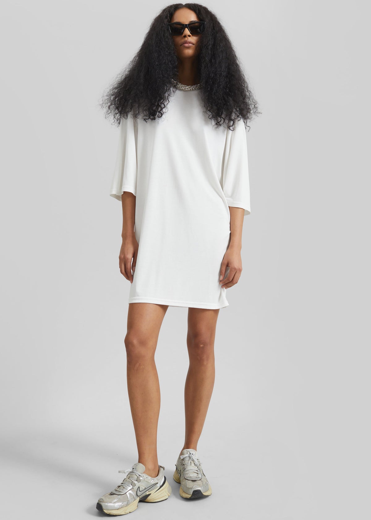 Sian Oversized T-Shirt Dress - White β view 4 of 6
