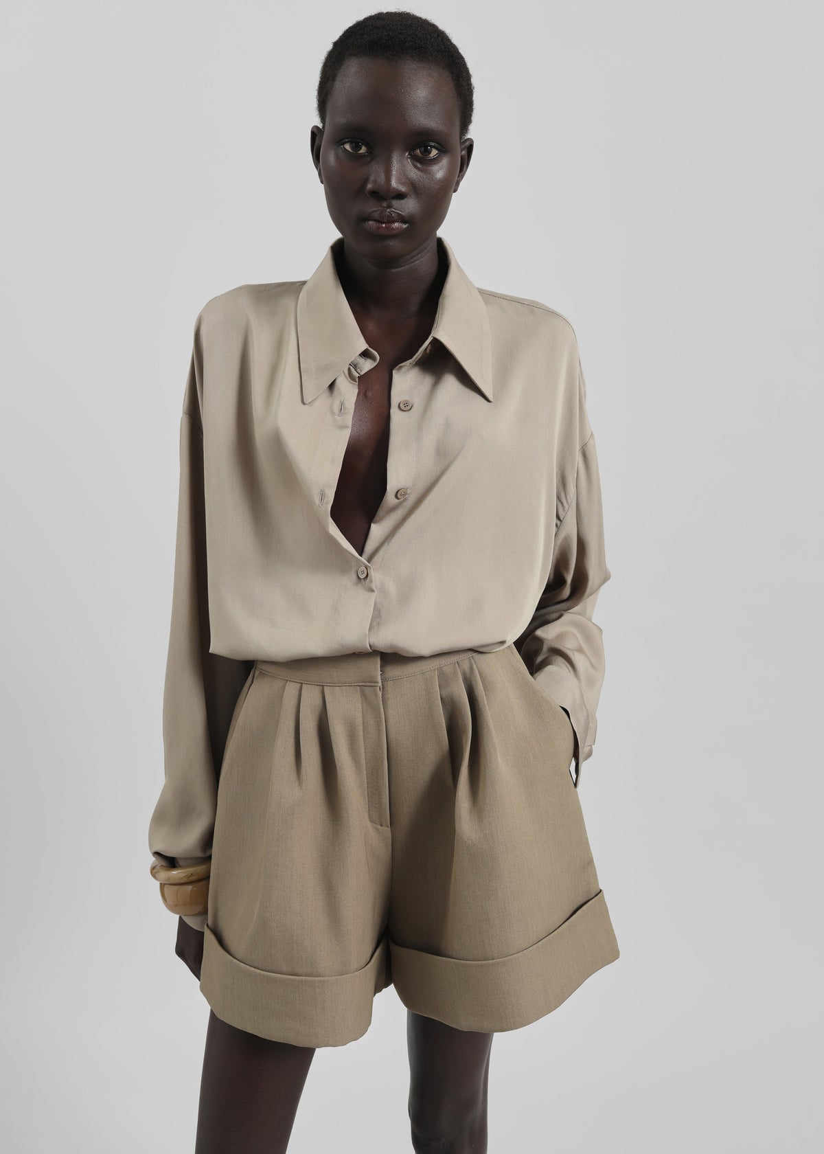 Silvan Neck Tie Shirt - Taupe β view 7 of 11