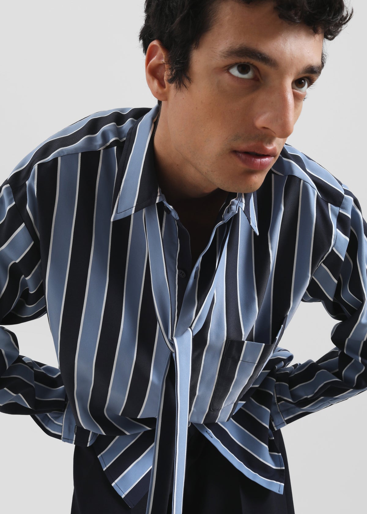 Sinclair Neck Tie Shirt - Navy Stripe β view 4 of 12
