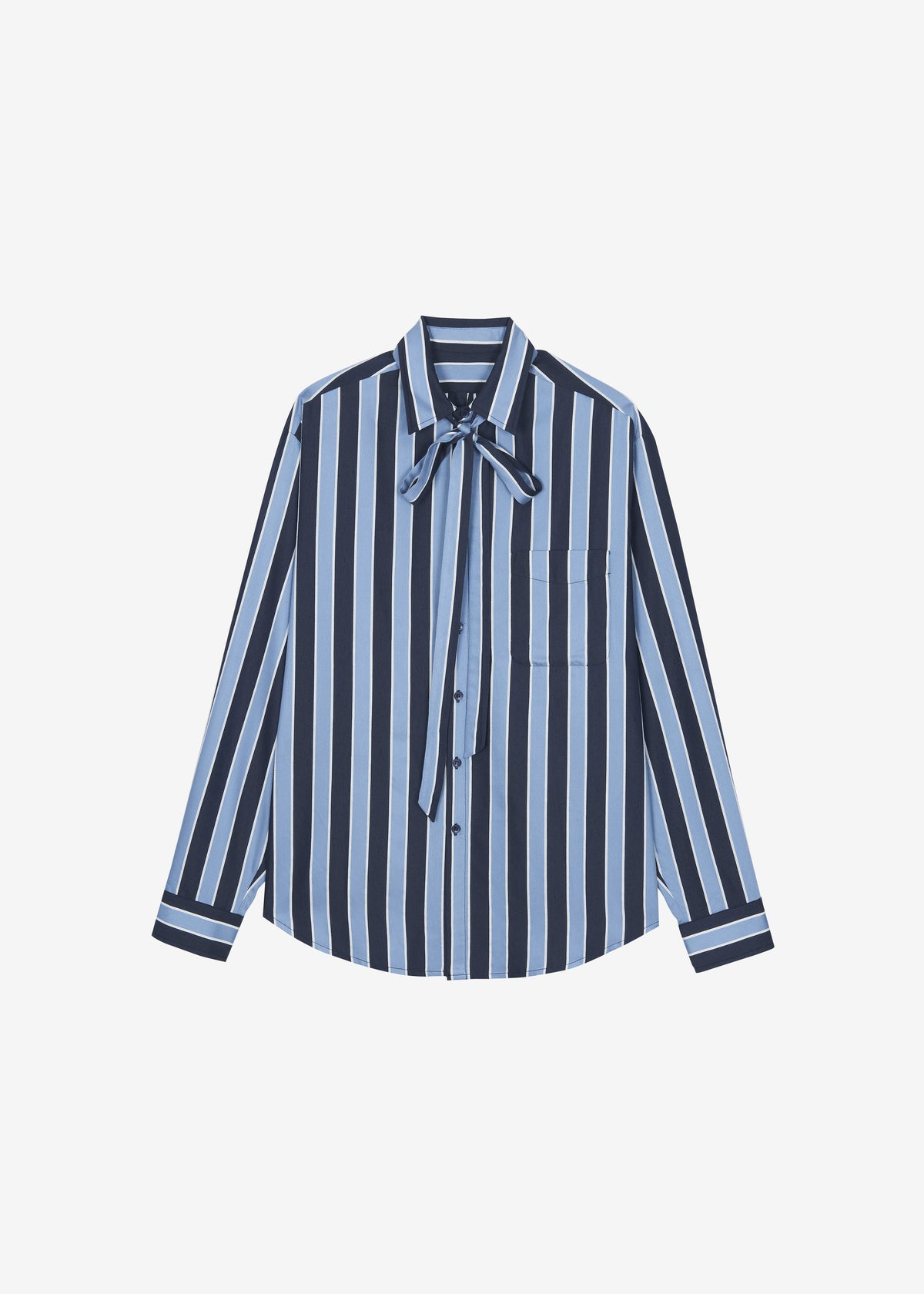 Sinclair Neck Tie Shirt - Navy Stripe β view 12 of 12