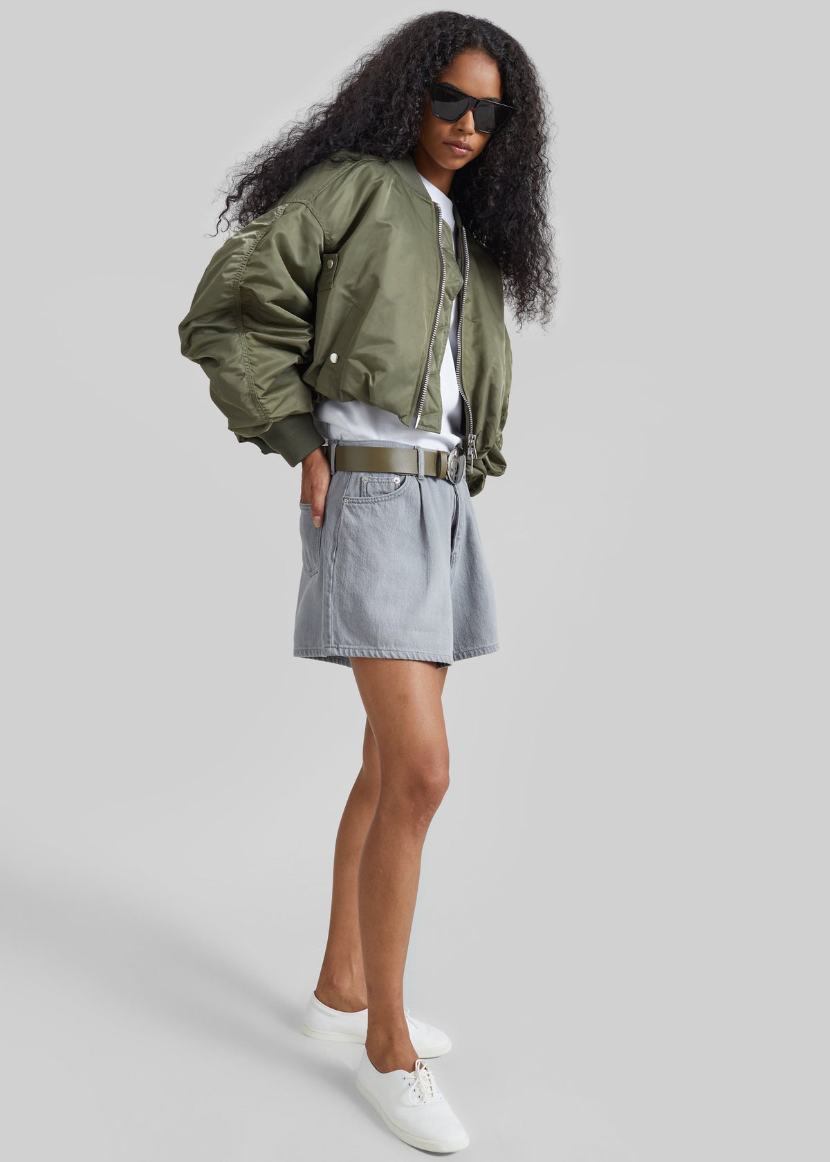 Skagen Cropped Trapeze Bomber Jacket - Olive β view 4 of 8