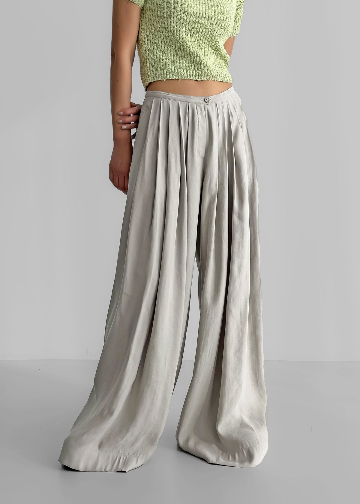Sloane Wide Leg Trousers - Grey β view 12 of 14