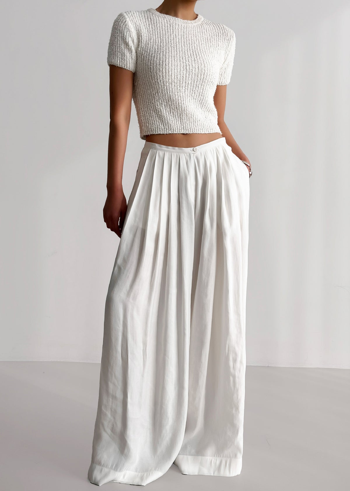 Sloane Wide Leg Trousers - White β view 3 of 22