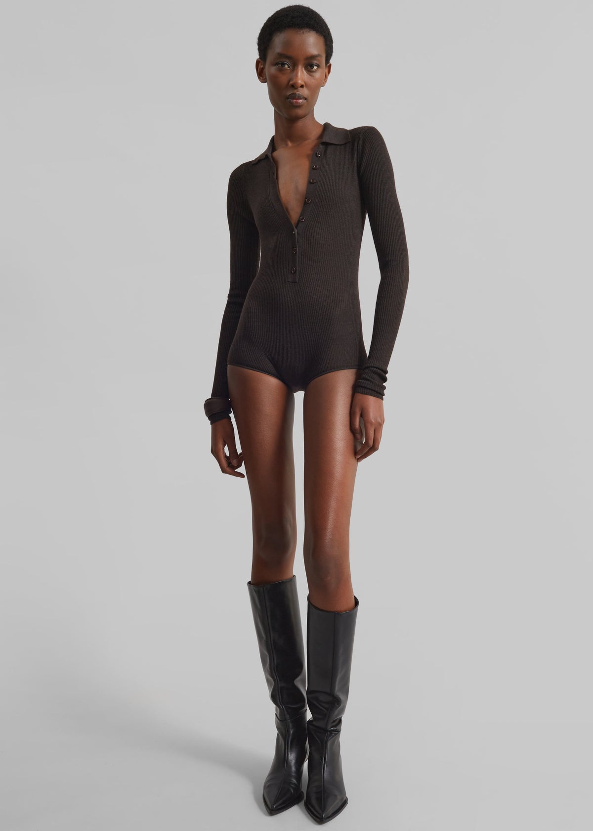 Solana Polo Bodysuit - Brown β view 7 of 9