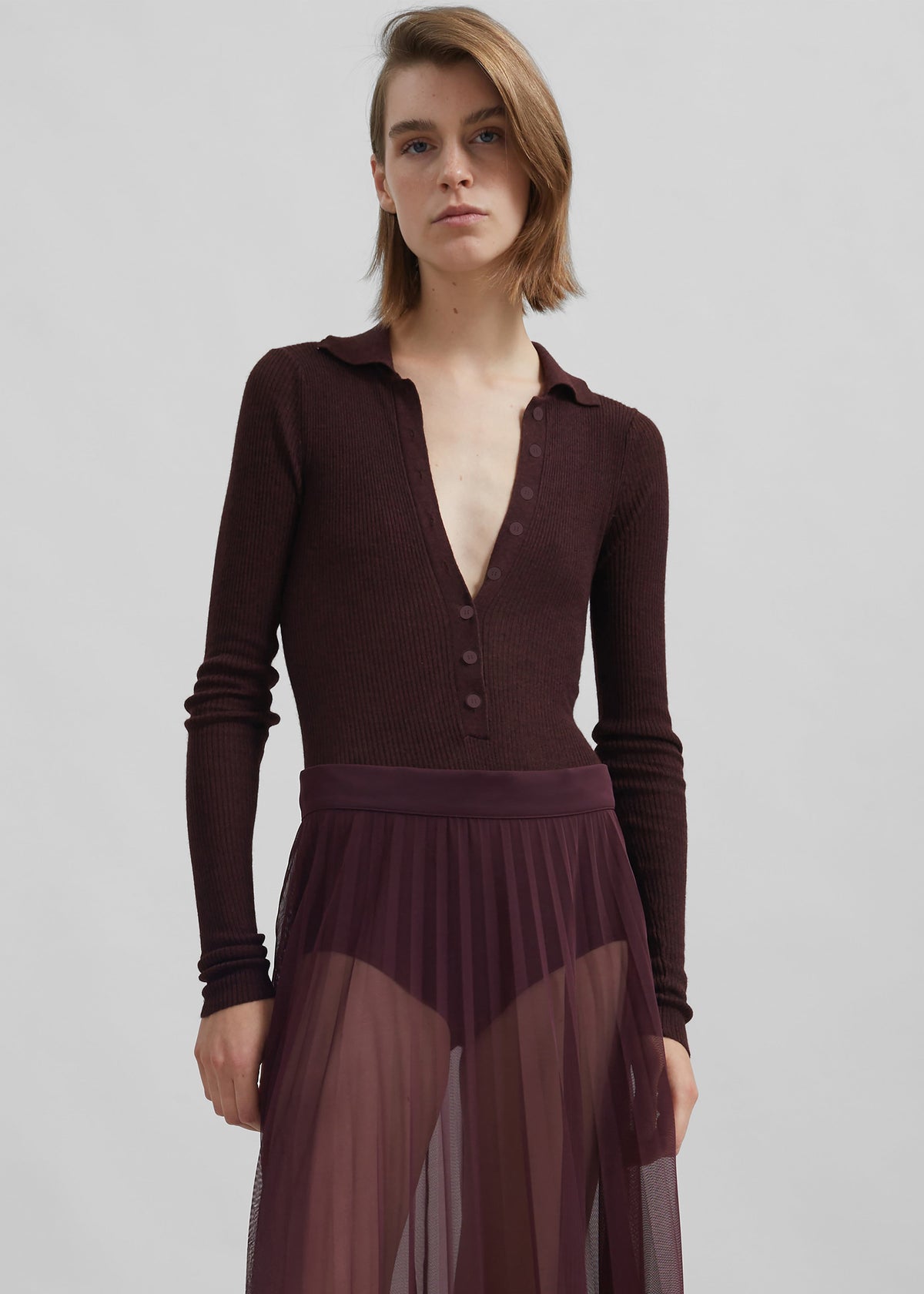 Solana Polo Bodysuit - Burgundy β view 5 of 10