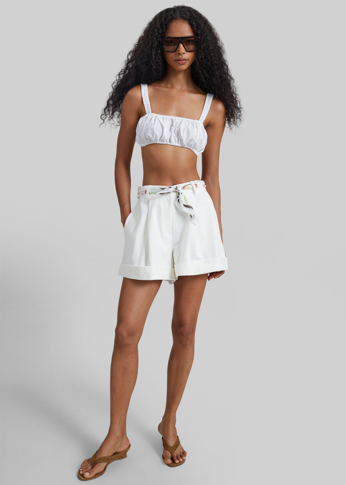 Solea Gathered Poplin Bralette - White β view 1 of 10