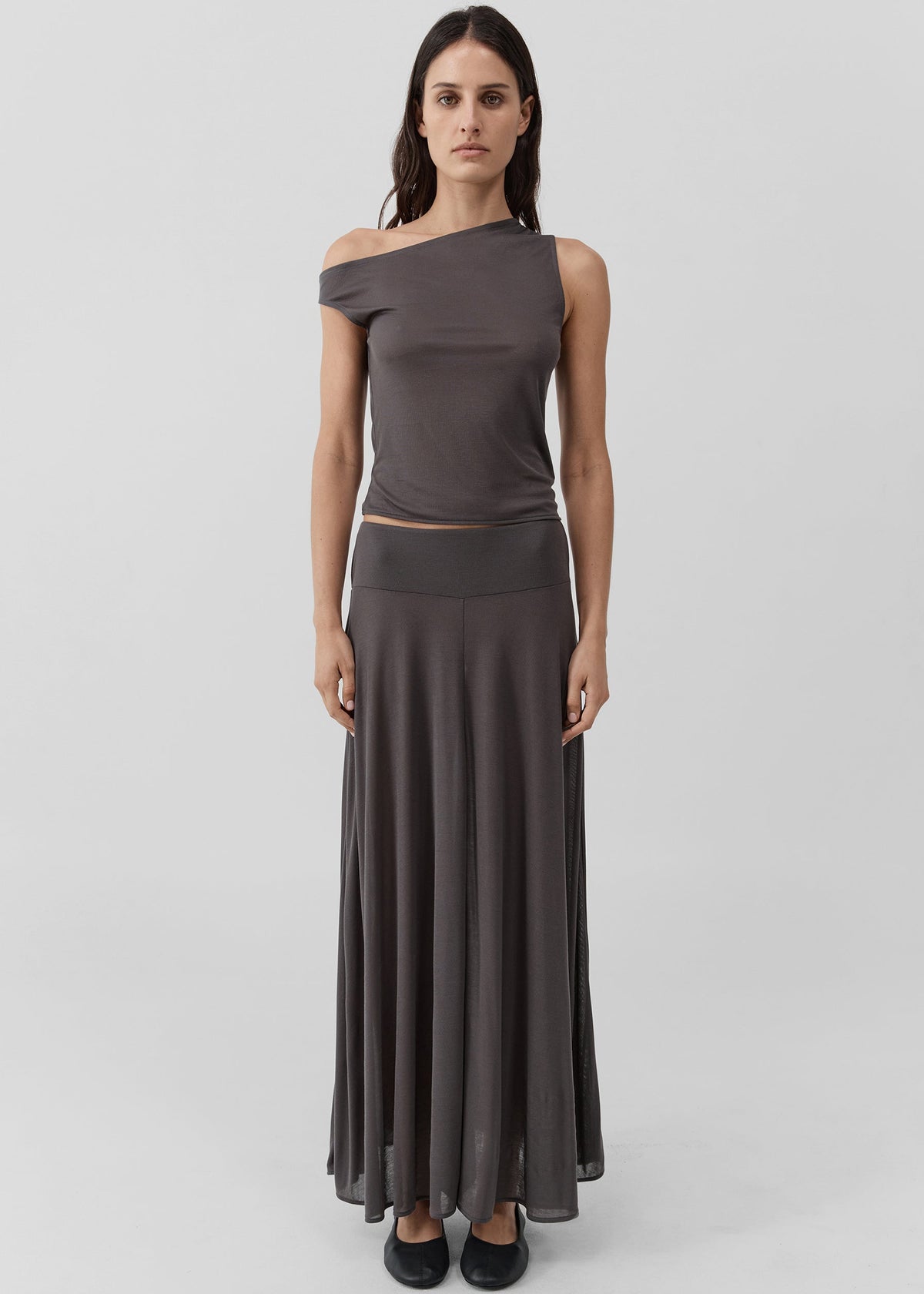 St. Agni Fluid Jersey Skirt - Soot β view 3 of 6