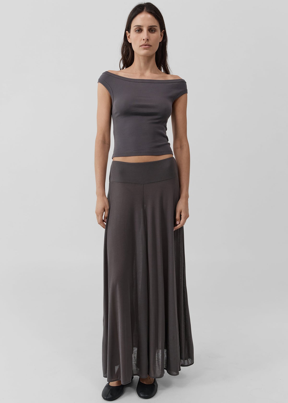 St. Agni Fluid Jersey Skirt - Soot β view 4 of 6