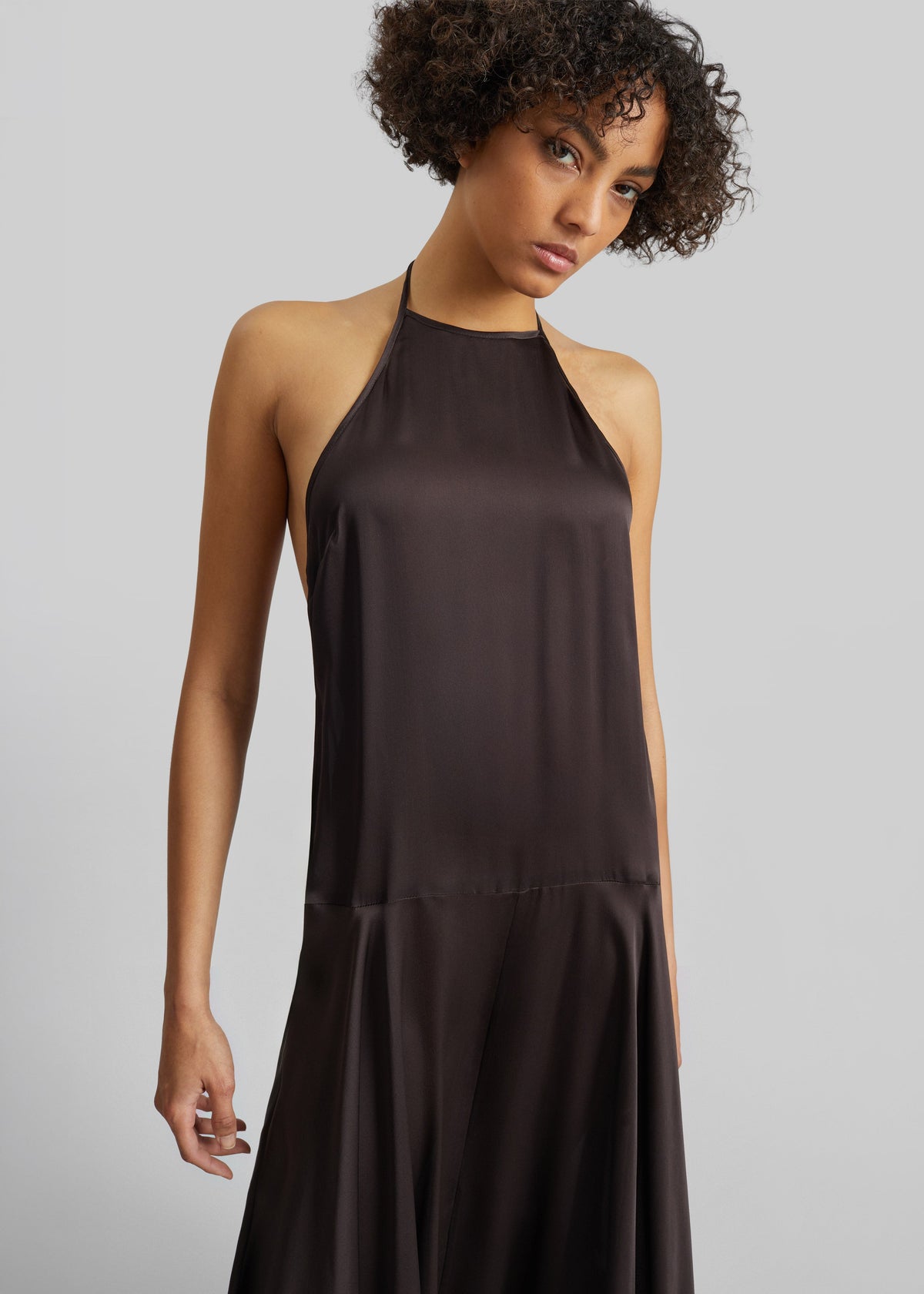St. Agni Silk Handkerchief Halter Dress - Bark β view 3 of 9