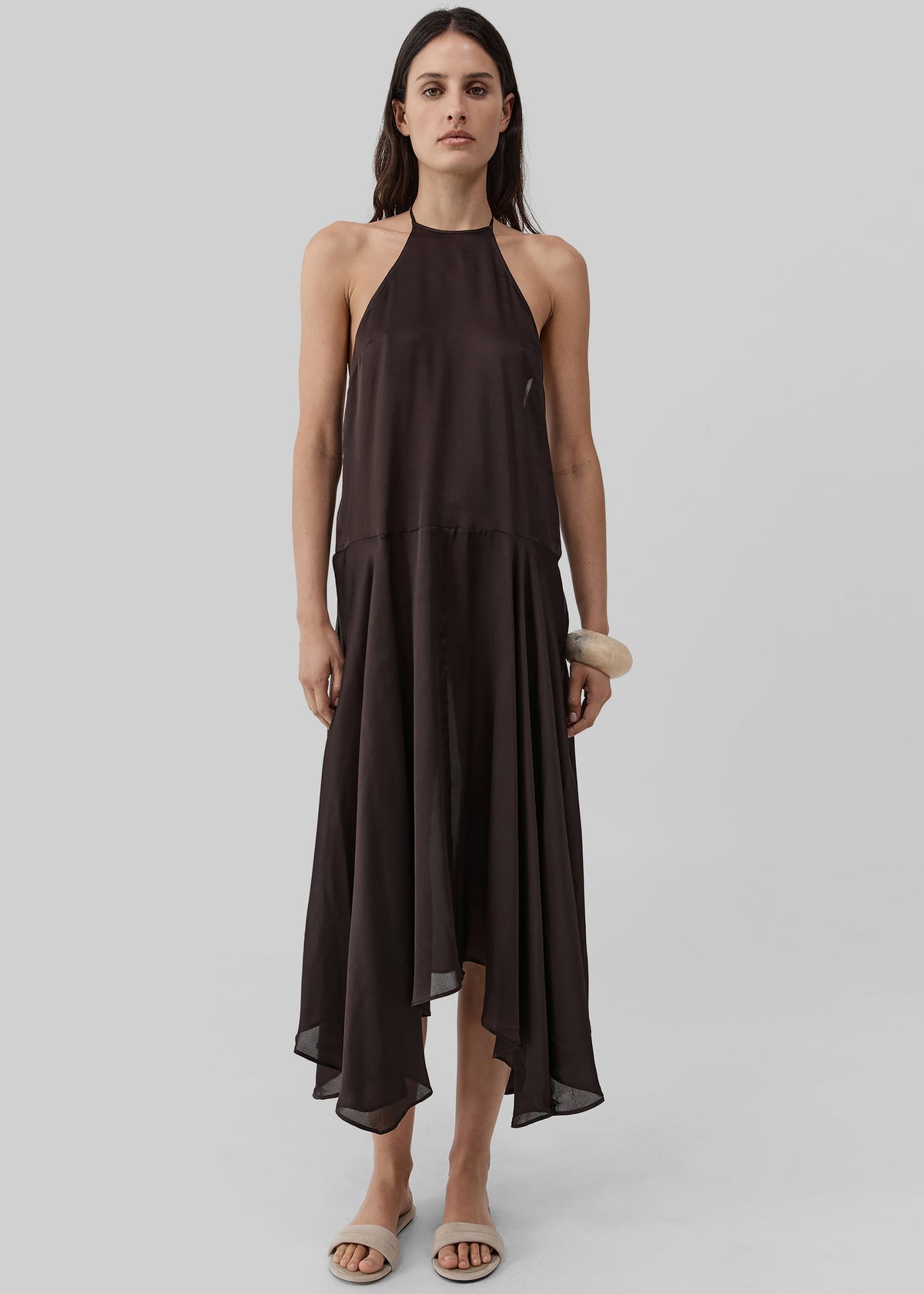 St. Agni Silk Handkerchief Halter Dress - Bark β view 7 of 9
