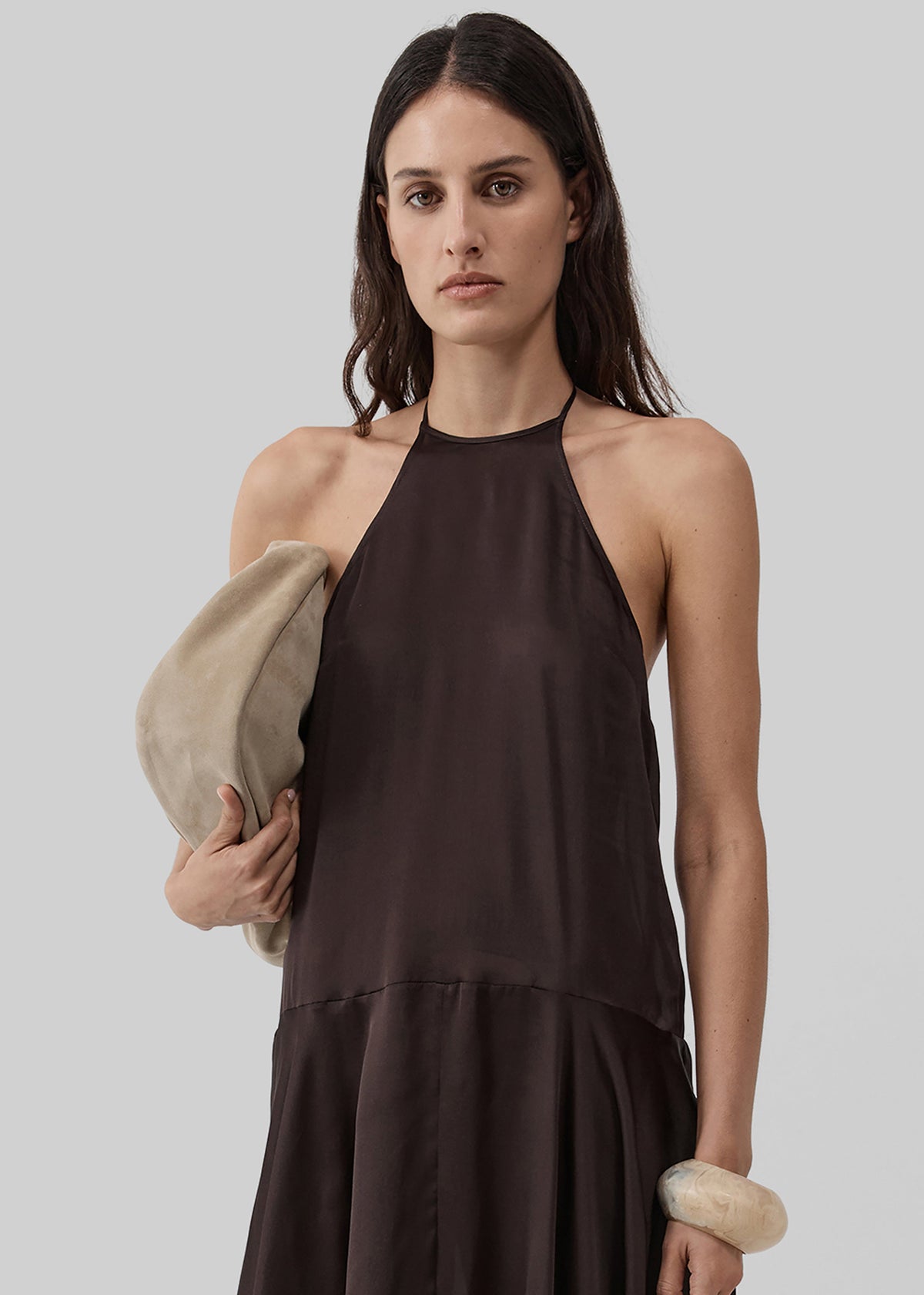 St. Agni Silk Handkerchief Halter Dress - Bark β view 5 of 9