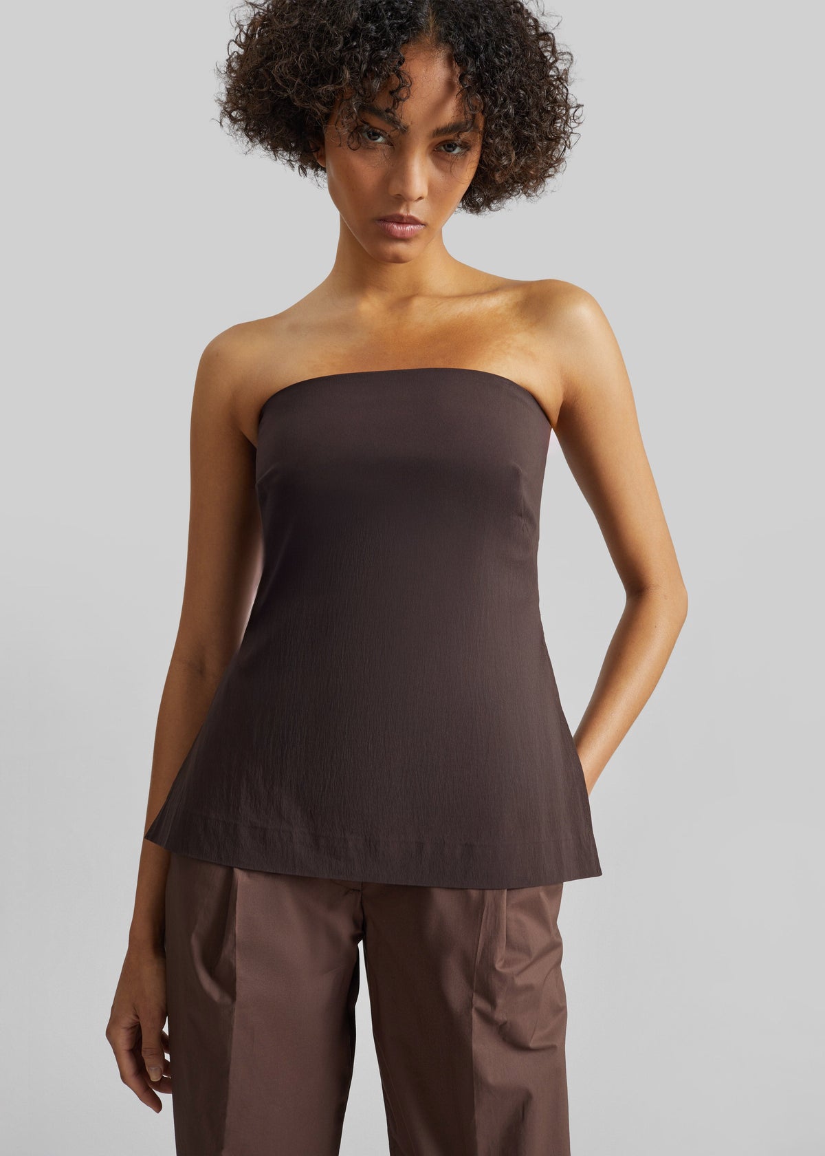 St. Agni Strapless Rouleau Tie Top - Bark β view 4 of 7