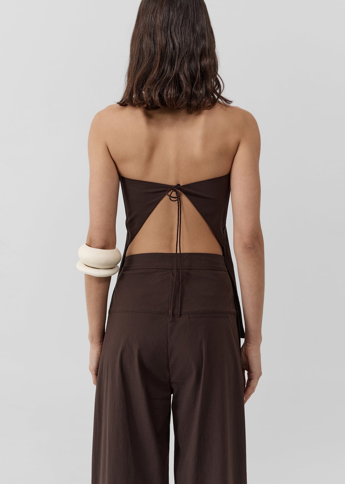 St. Agni Strapless Rouleau Tie Top - Bark β view 6 of 7