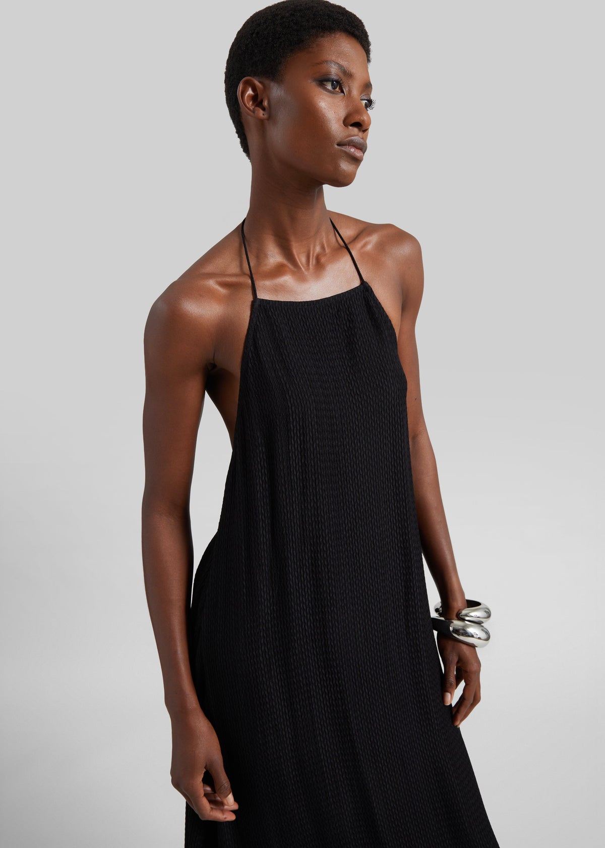 St. Agni Textured Weave Halter Dress - Black β view 3 of 7