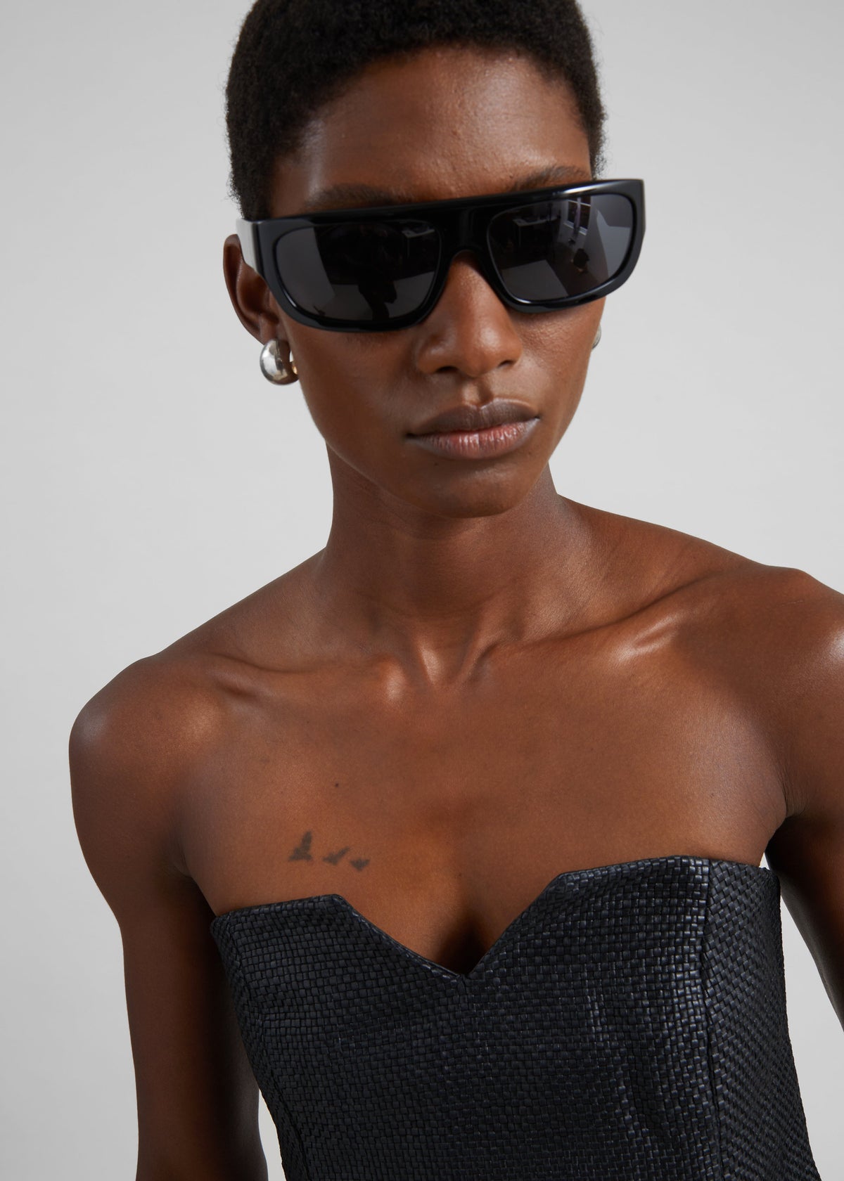 St. Agni Woven Leather Strapless Bodice - Black β view 5 of 7