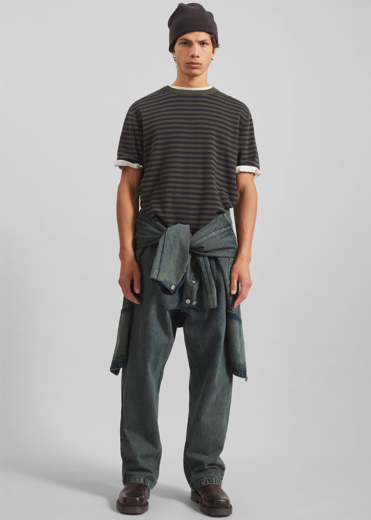 Stanmore Knit T-Shirt - Green/Blue Stripe β view 1 of 7