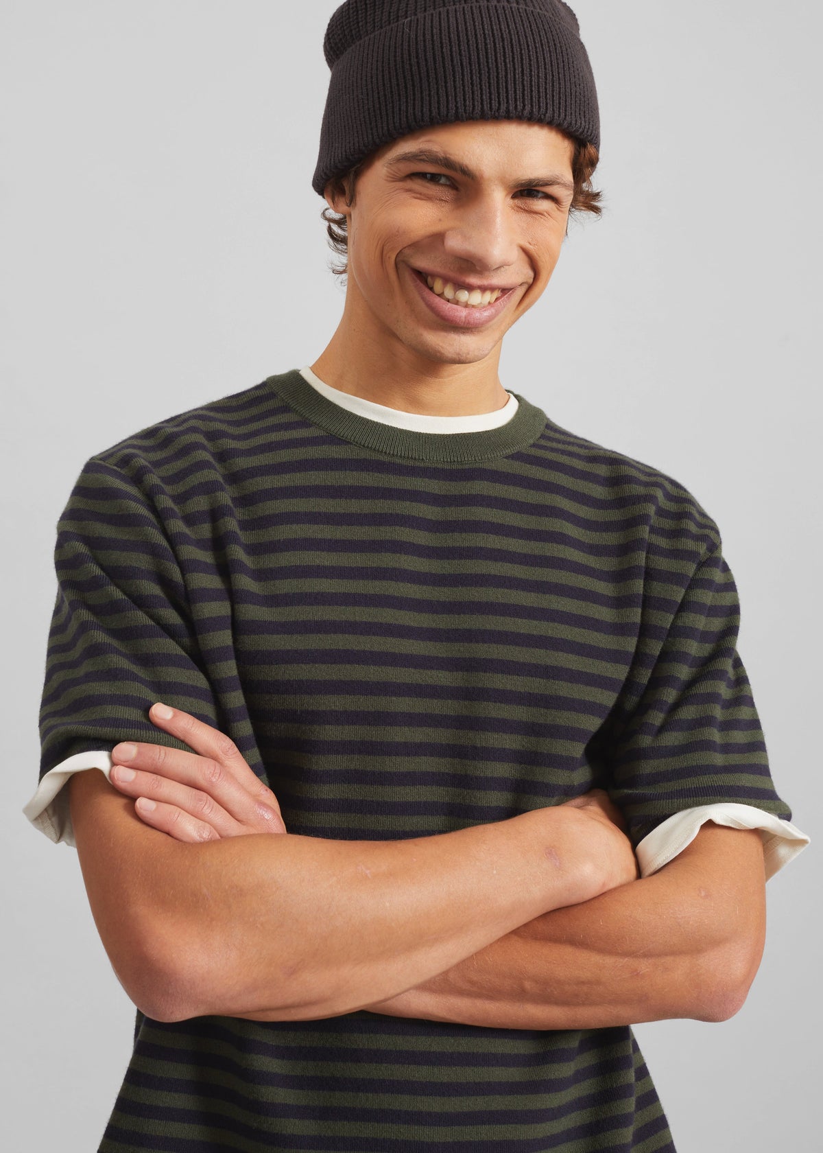 Stanmore Knit T-Shirt - Green/Blue Stripe β view 2 of 7