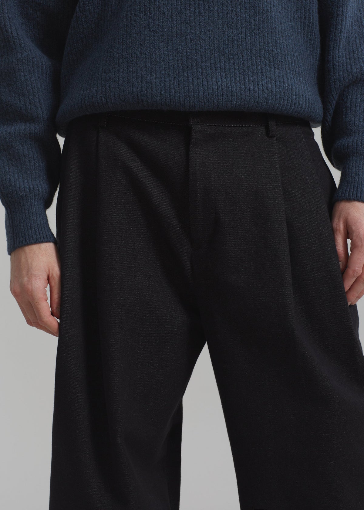 Stephen Pleated Denim Trousers - Black β view 3 of 8