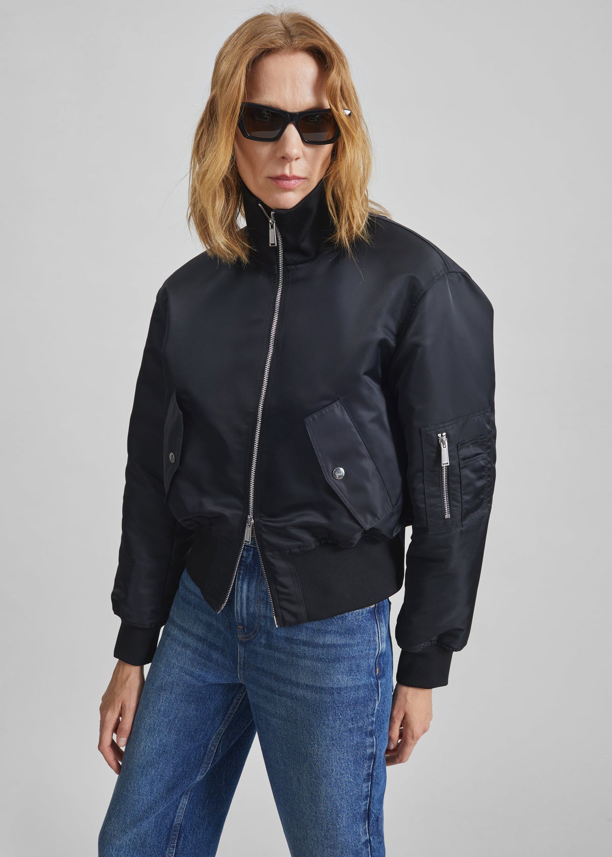 Storm Cropped Bomber Jacket - Black β view 2 of 9