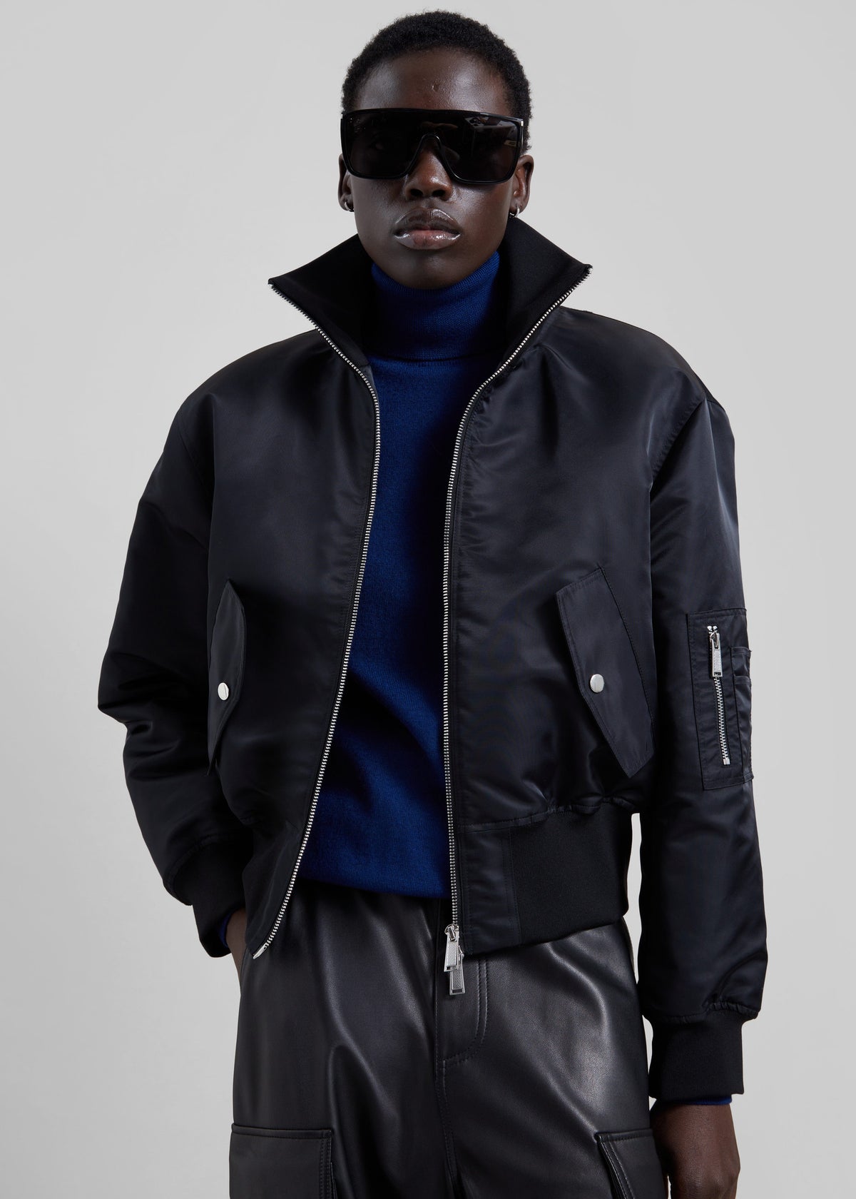Storm Cropped Bomber Jacket - Black β view 4 of 9
