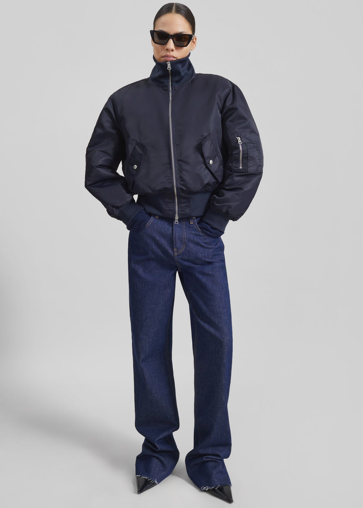 Storm Cropped Bomber Jacket - Navy β view 5 of 9