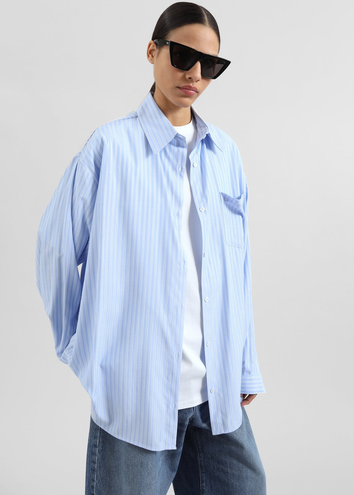 Sukma Striped Oversized Shirt - Blue β view 2 of 8