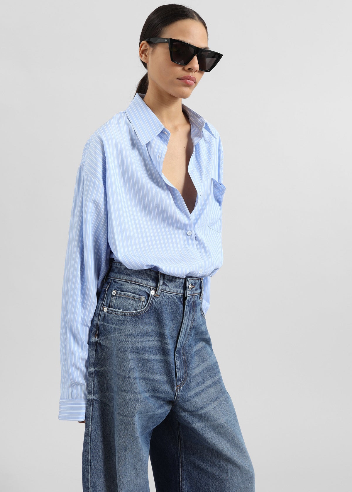 Sukma Striped Oversized Shirt - Blue β view 7 of 8