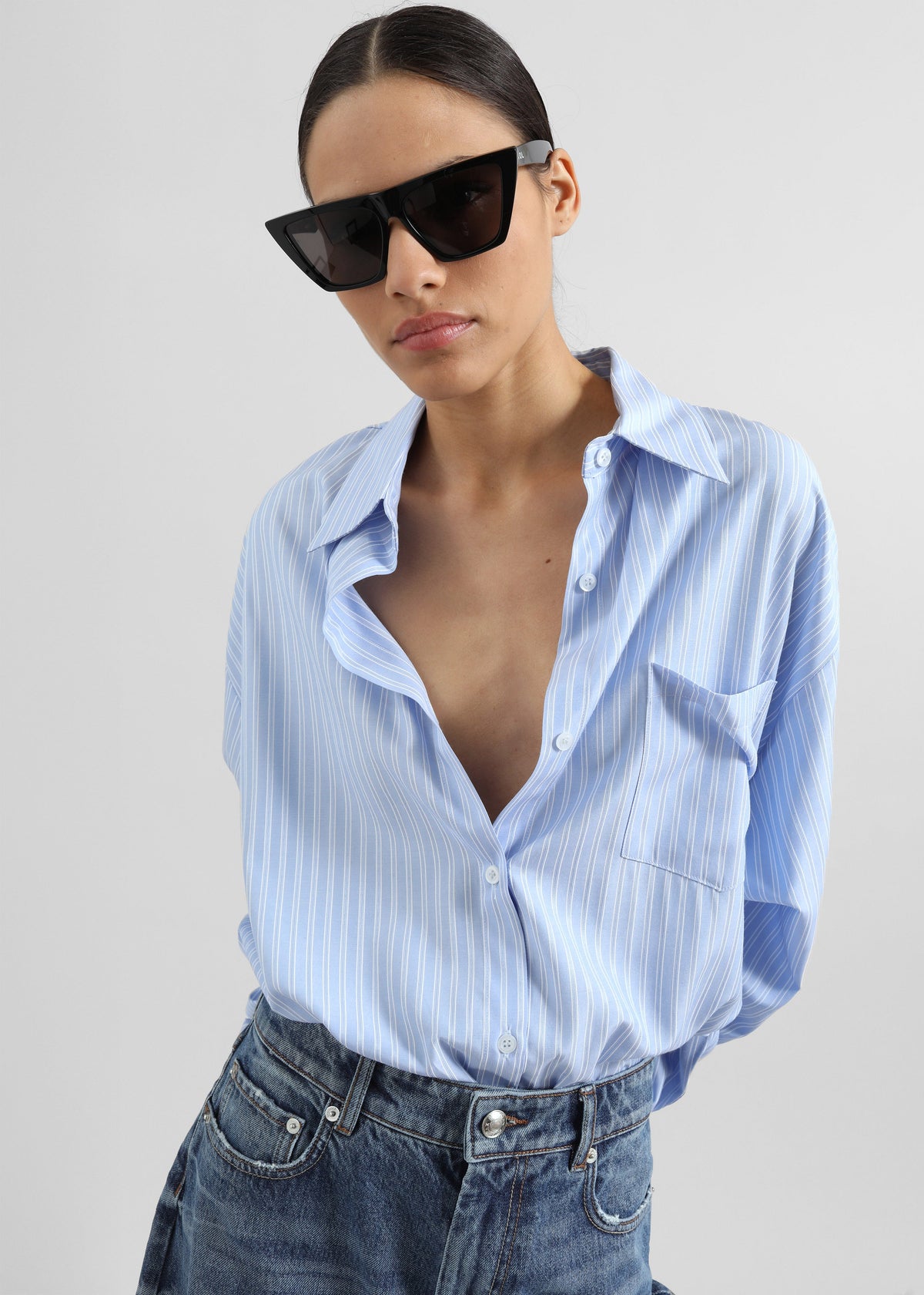 Sukma Striped Oversized Shirt - Blue β view 3 of 8