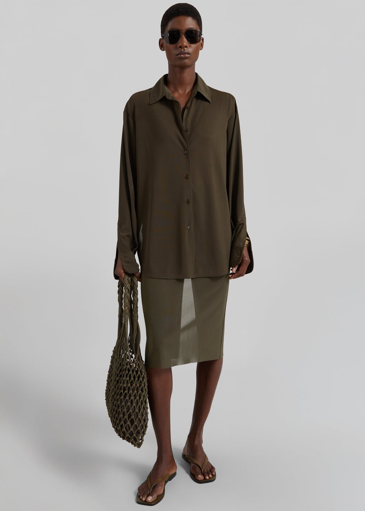 Suva Sheer Skirt - Khaki β view 3 of 9